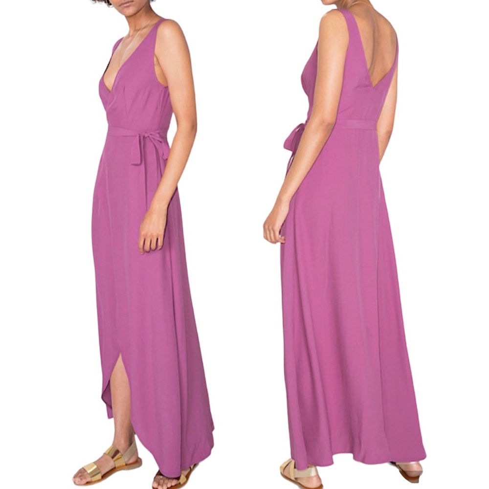 & Other Stories Wrap Dress Sleeveless V-Neck Curved Hem Maxi Purple Size 6